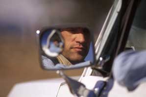 Levis model in rearview mirrorArizona-James O'Mara